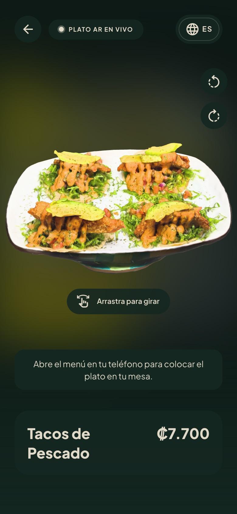 Un plato en 3D listo para verlo sobre la mesa con realidad aumentada